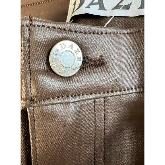 Daze Womens Sundaze Leather Look Pants~Size 32~Coated Espresso Jeans~NWT L13 15 - Picture 9 of 12